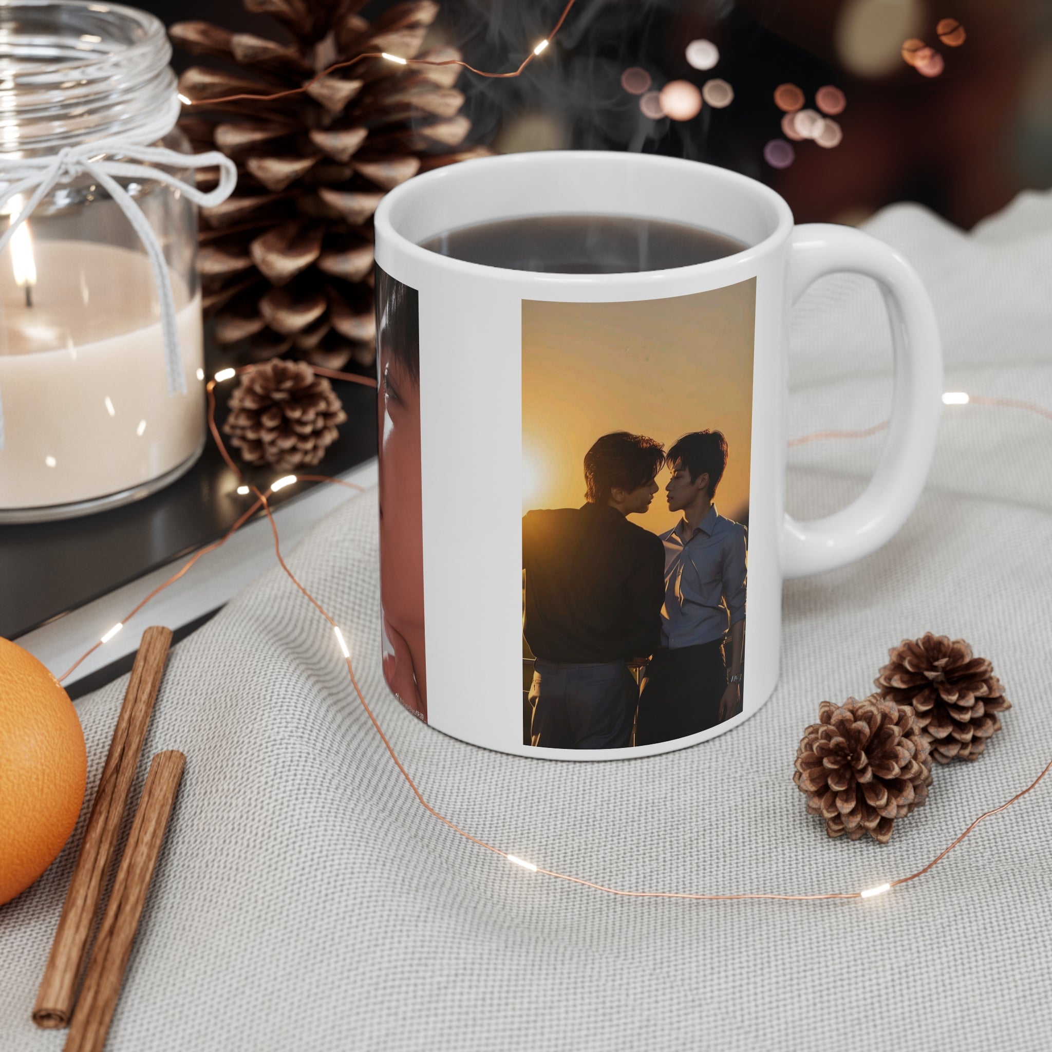 Tian-Ziyu Romantic Duo Ceramic Mug – Sakura Pair Studio Exclusive Coffee Cup, 11oz